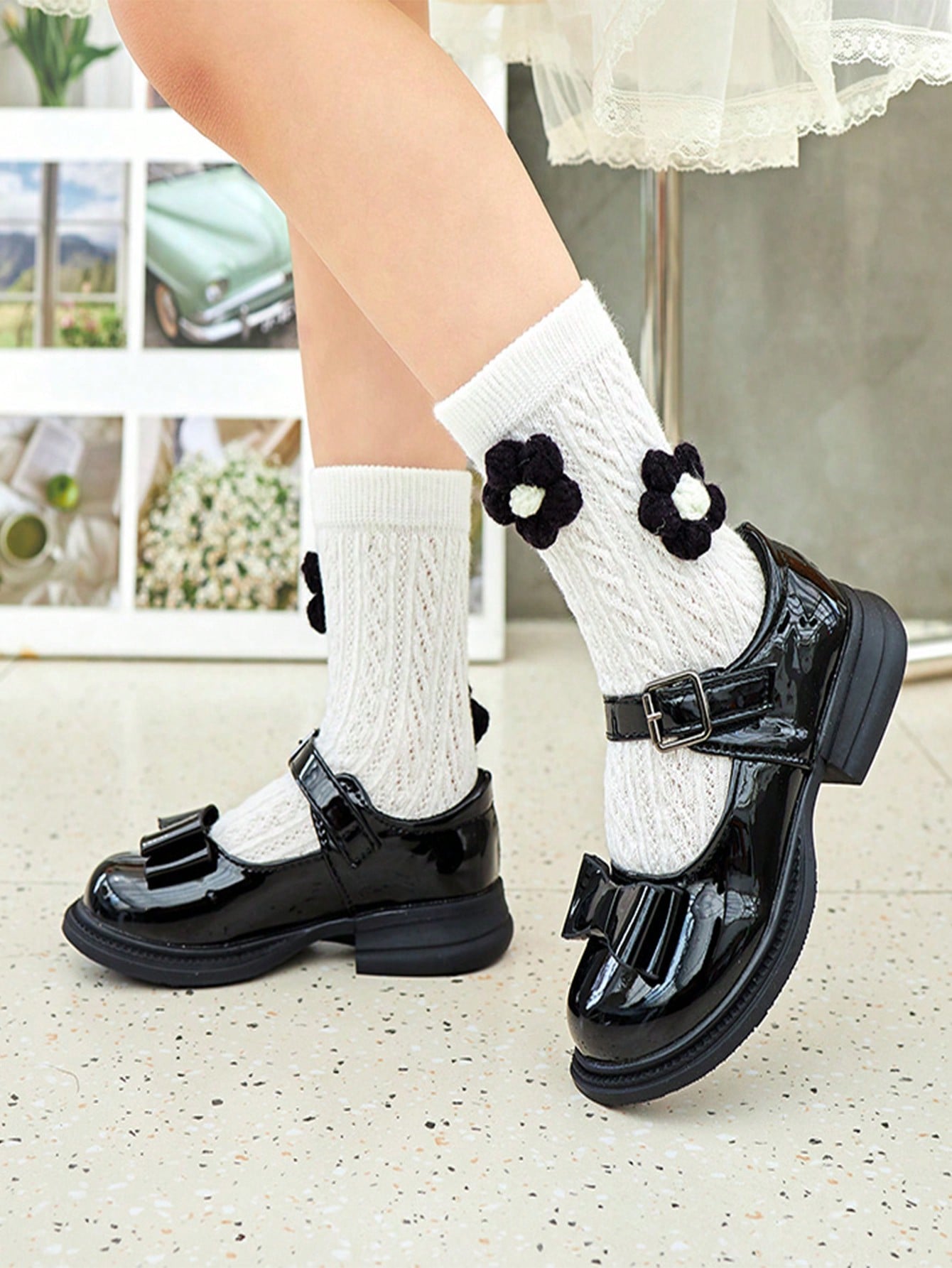 حذاء جلدي أسود للأداء للفتيات، حذاء الأميرة، حذاء ناعم للطالبات للاستخدام في المدرسة