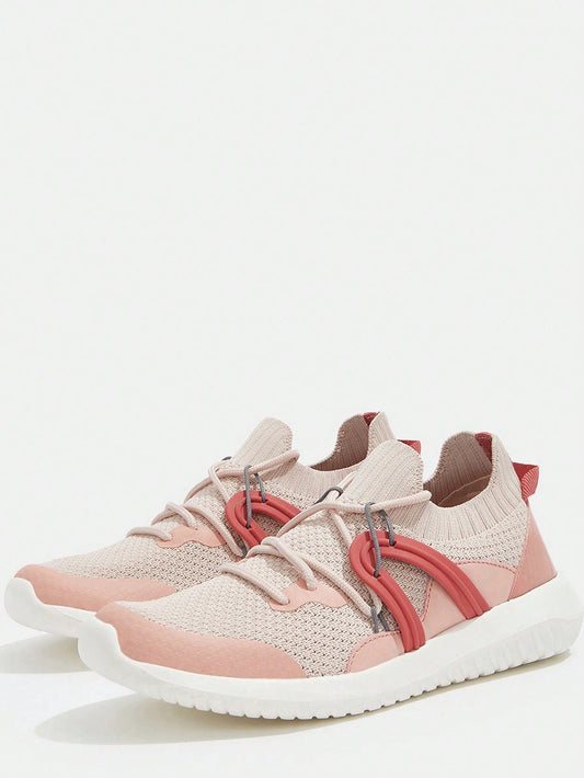 حذاء نسائي للركض خفيف الوزن والتنفس مع تفاصيل متعددة الألوان محبوكة   مثالي لعطلات الصيف، بيع الصيف، و الأحذية الرياضية والأحذية العادية.