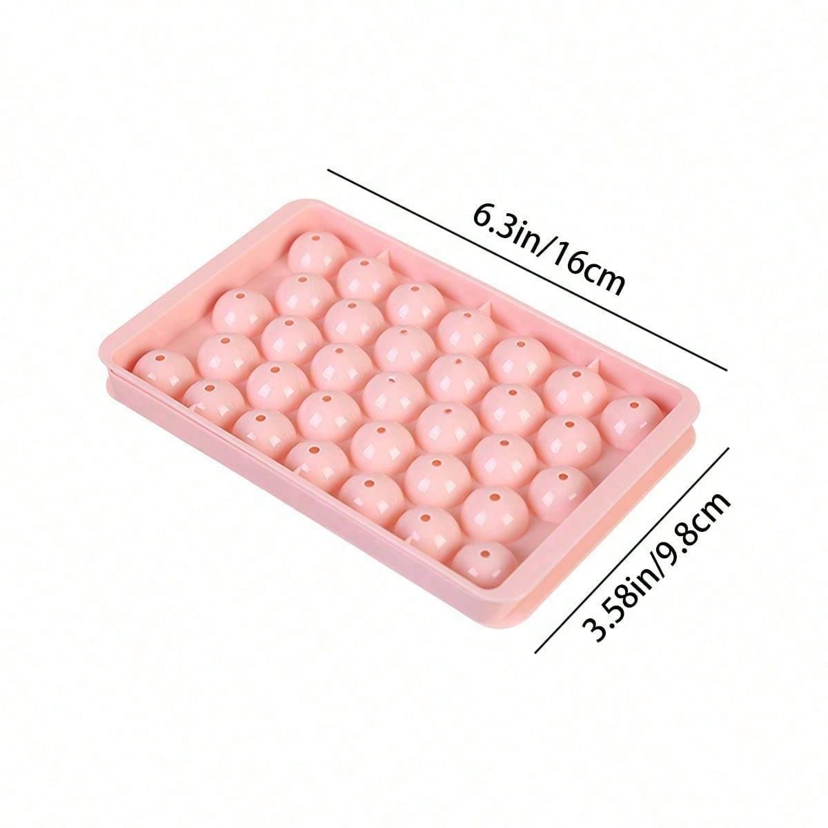 صينية ثلج بلاستيكية بغطاء 33 قالبًا، قالب ثلج بشكل دائري