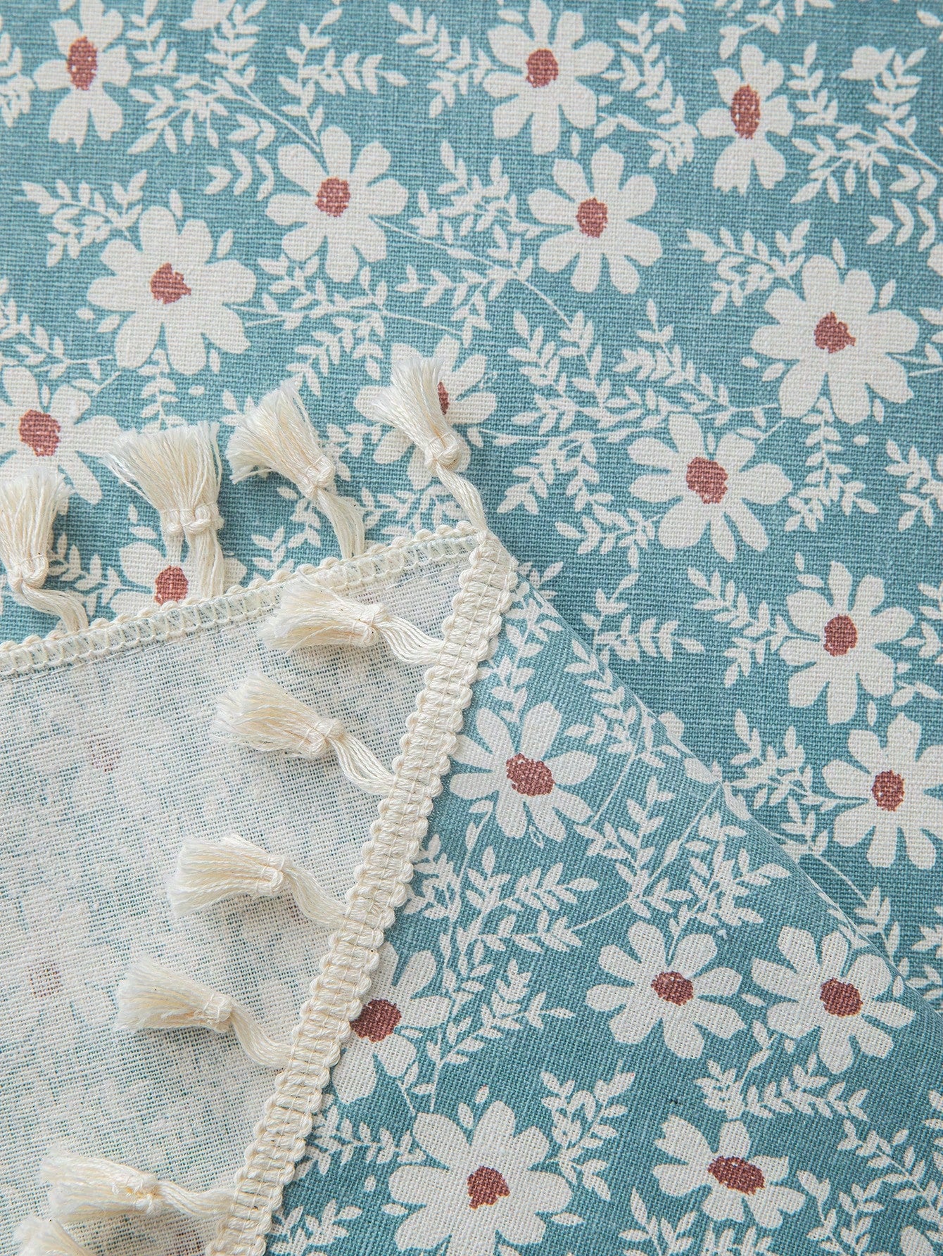 غطاء طاولة بتصميم ريفي للأزهار والعروة بقماشة واحدة، مناسب لديكور غرف المعيشة والنوم، ويمكن استخدامه في جميع المواسم