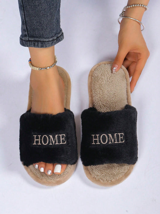 صندل بيت نسائي مفتوح من الأصابع، نعل ناعم أبيض مع تطريز الرسالة، بسيط وعصري، مريح وخفيف للغاية