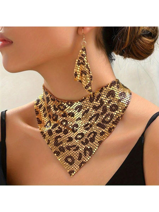 مجموعة مجوهرات بطبعة الفهد الأنيقة، 3 قطعة