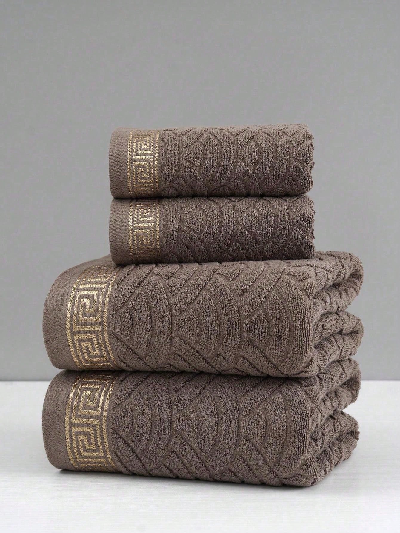 قطعة واحدة منشفة يا وجه/حمام بنقشة جاكارد ذهبية، ناعمة وماصة للاستخدام المنزلي أو الشاطئ، متوفرة بأحجام متعددة (الرجاء اختيار الحجم المفضل)