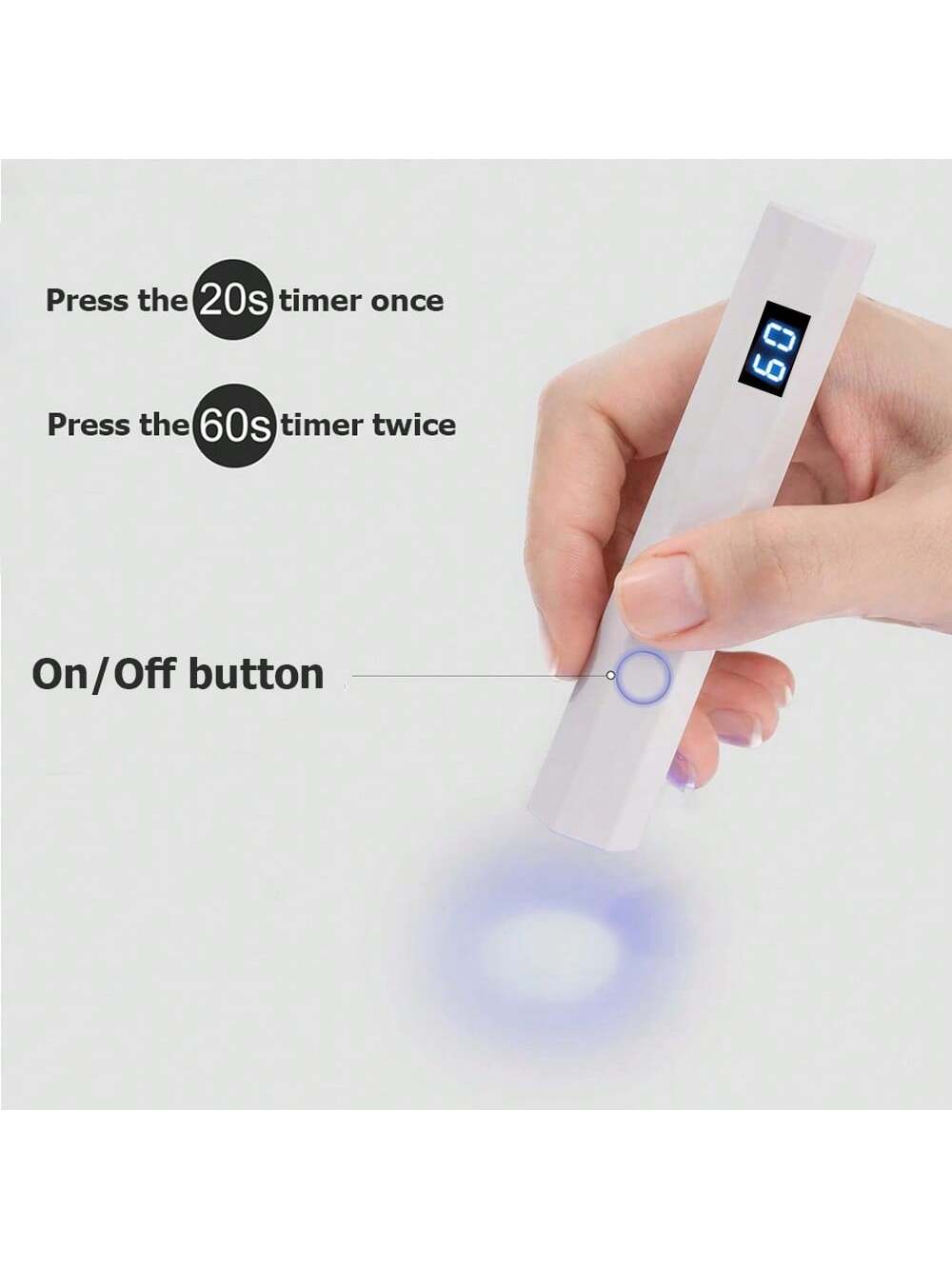 مصباح أظافر LED محمول بشاشة عرض واحدة مع شاحن USB لجفاف طلاء الأظافر بالجل، مناسب لفن الأظافر للأنماط المنزلية مصباح الأظافر