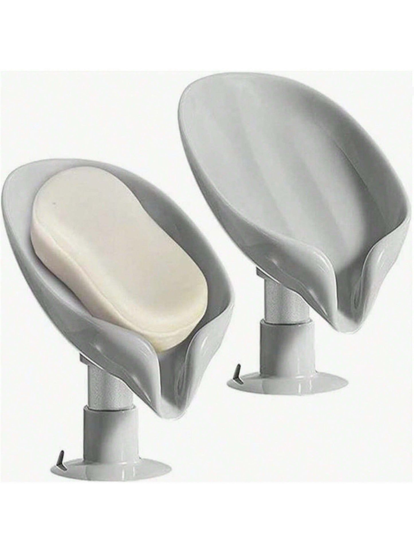 صندوق صابون بتصميم اوراق الشجرة الابداعي المسطح مع حامل التصريف، حامل صابون بامتصاص الهواء، تخزين وتنظيم الحمام 1/2/4 قطع