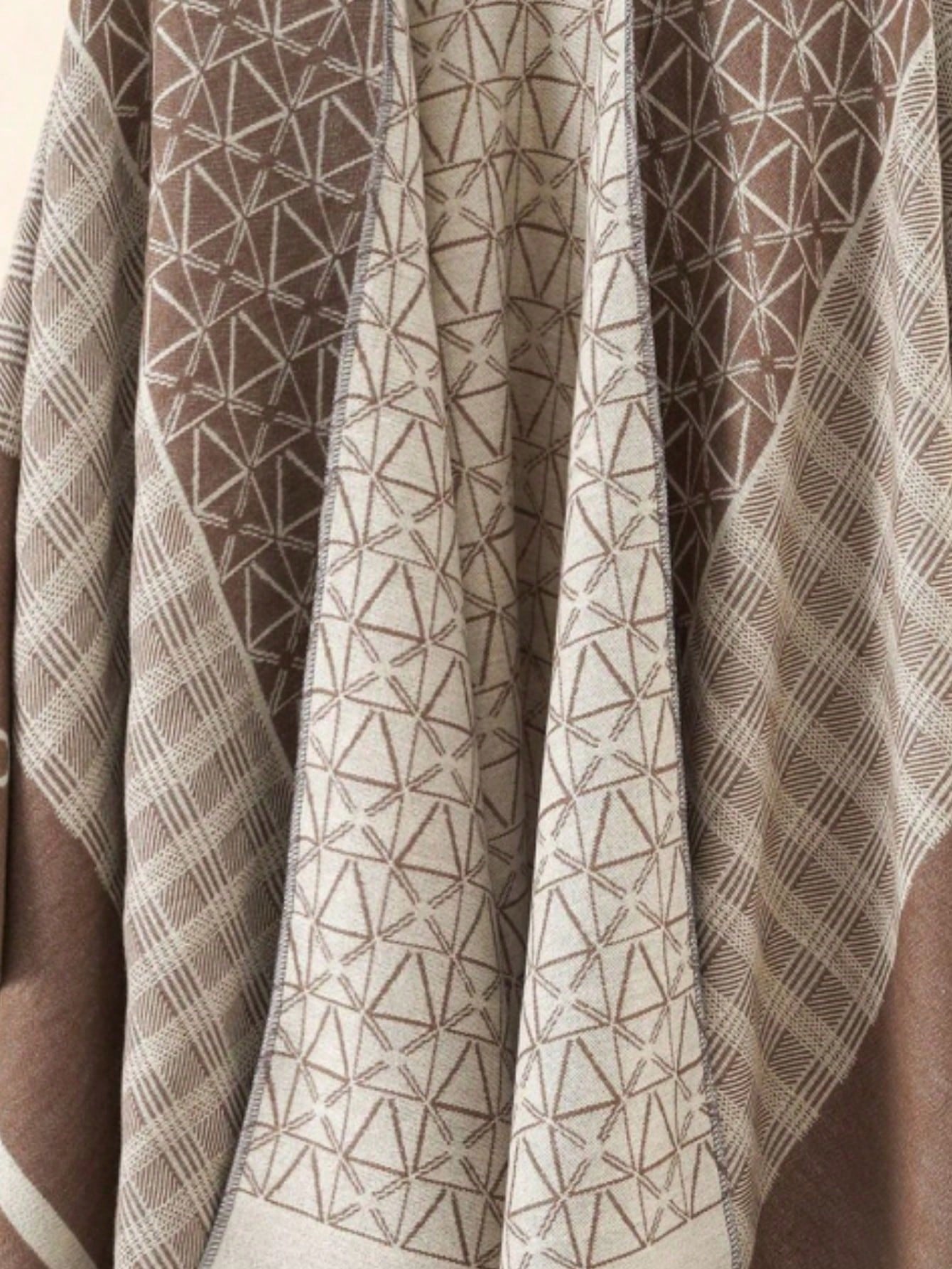 معطف شال دافئ مربعات هندسية قطعة واحدة