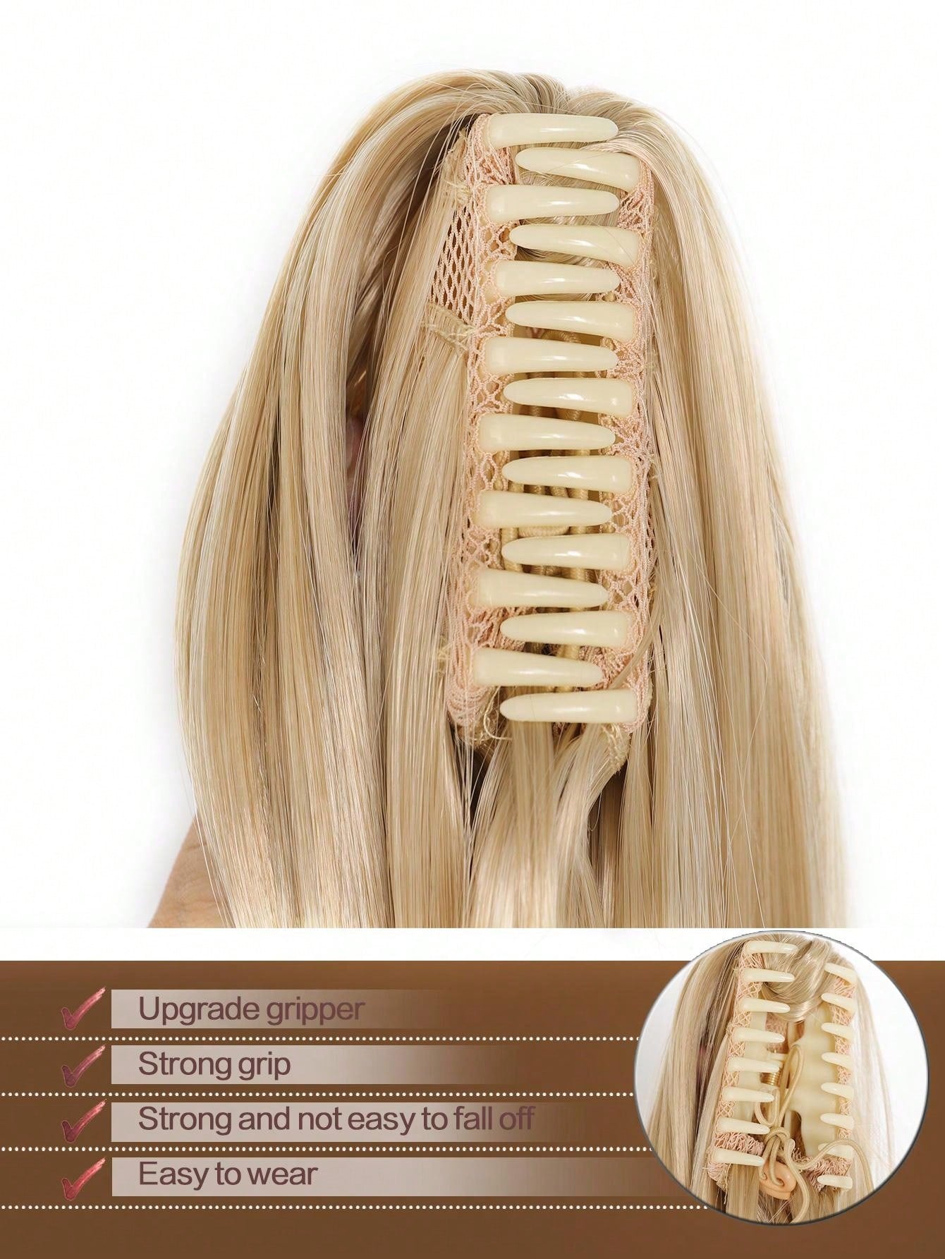 وصلات ذيل حصان صناعية طويلة مستقيمة للنساء ألياف مقاومة للحرارة مخلب أشقر بني ذيل حصان قطع شعر للاستخدام اليومي للحفلات