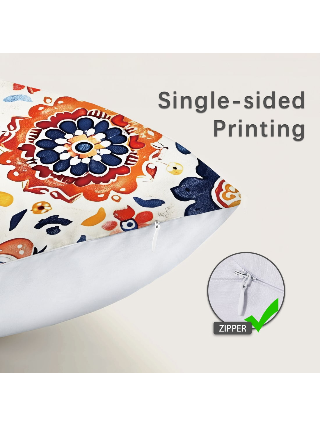 غطاء وسادة 18" * 18" بنمط التناظر المغربي البرتقالي قطعة واحدة