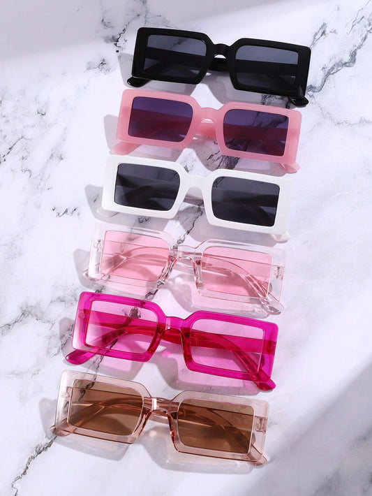 6 قطع نظارات شمسية يومية رائجة للموضة يونيسكس بإطار مربع أناقة Y2K عتيقة