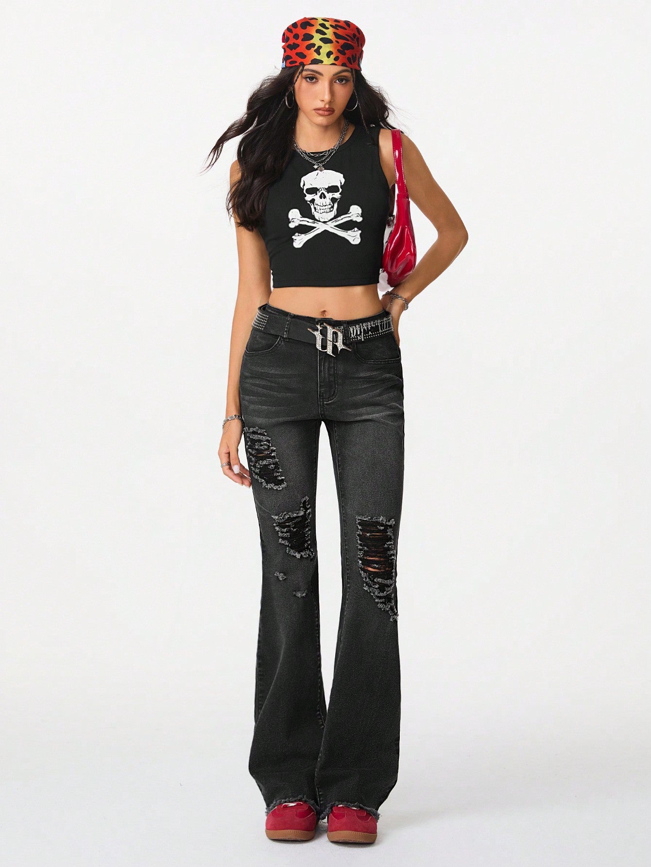 المتعثر باللون الأسود القابل للتمدد من قماش الدنيم المتوهج للهالوين