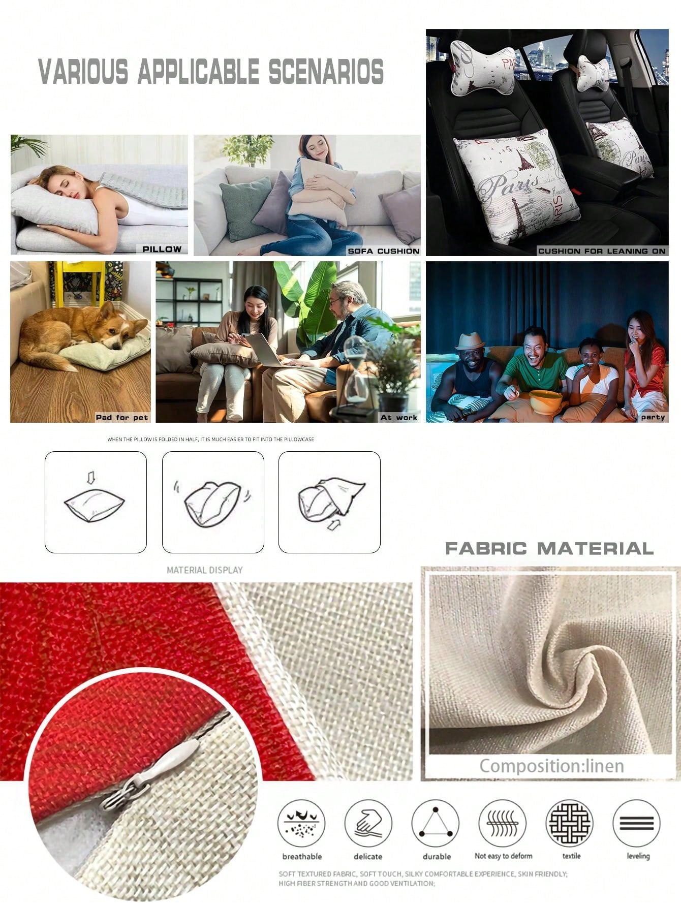 غطاء وسادة زخرفي من الكتان