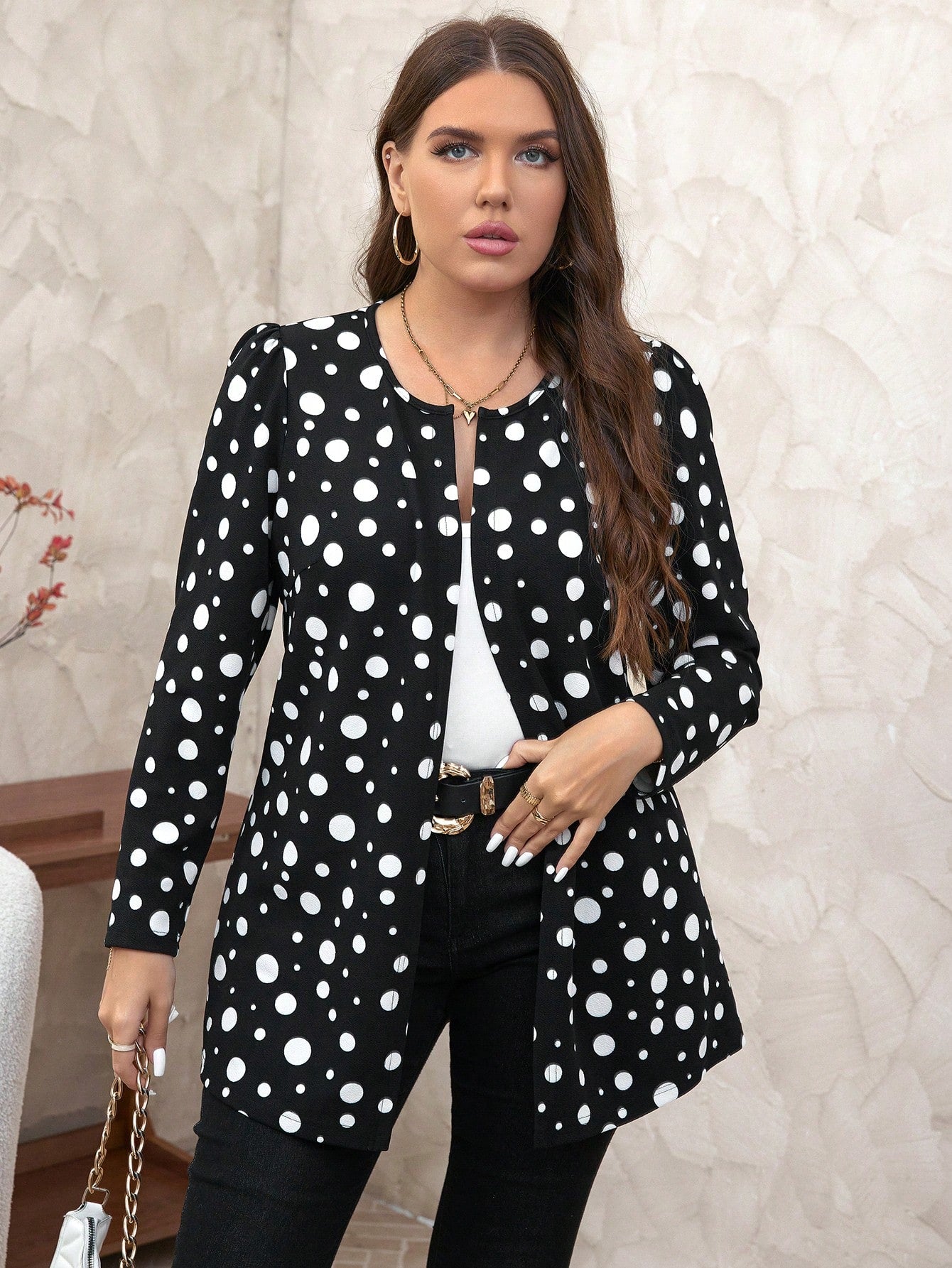 معطف كاجوال نقطي