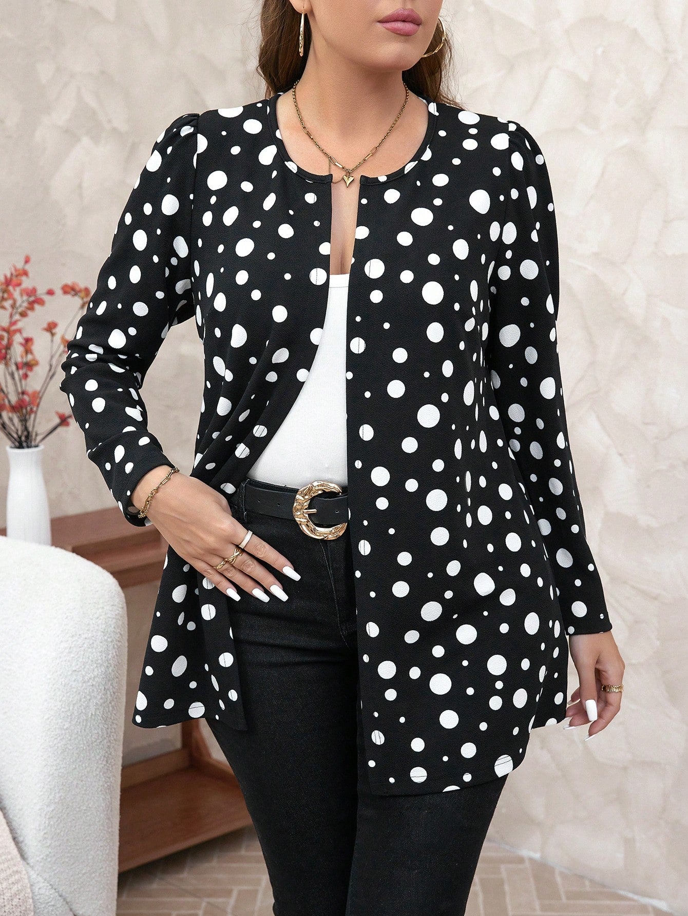 معطف كاجوال نقطي