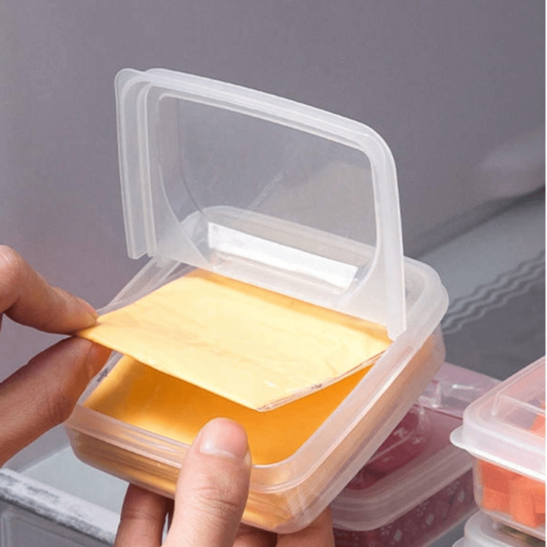 صندوق تخزين للثلاجة قطعة واحدة ، حاوية للحفاظ على الطازجة للمكعبات الفاكهة والجبن والصلصة ، مع غطاء ، شكل مربع