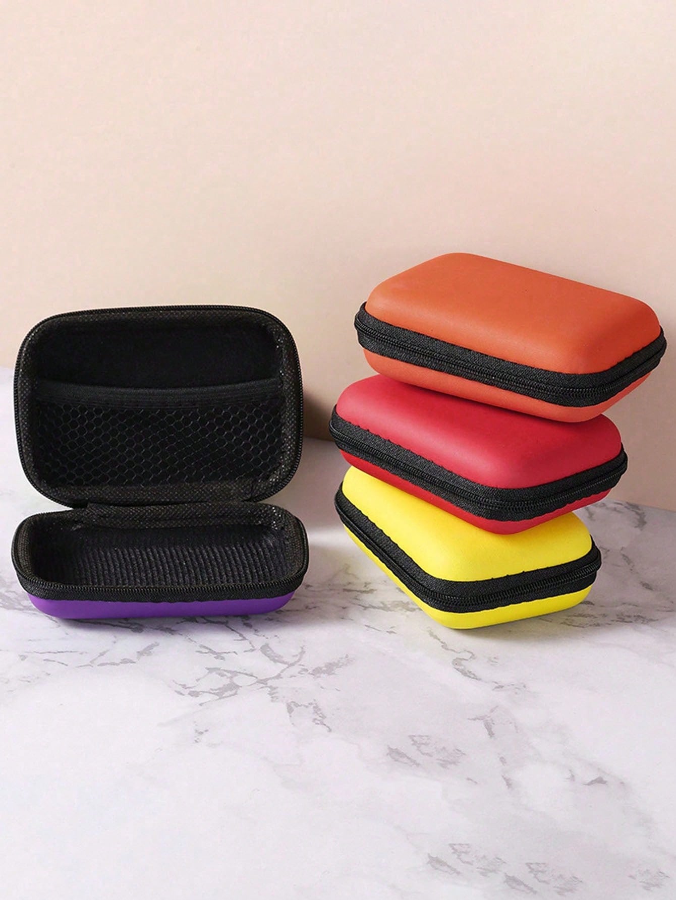 صندوق تخزين الأكسسوارات والمجوهرات، جيب صغير محمول للسفر لسماعات الأذن قطعة واحدة