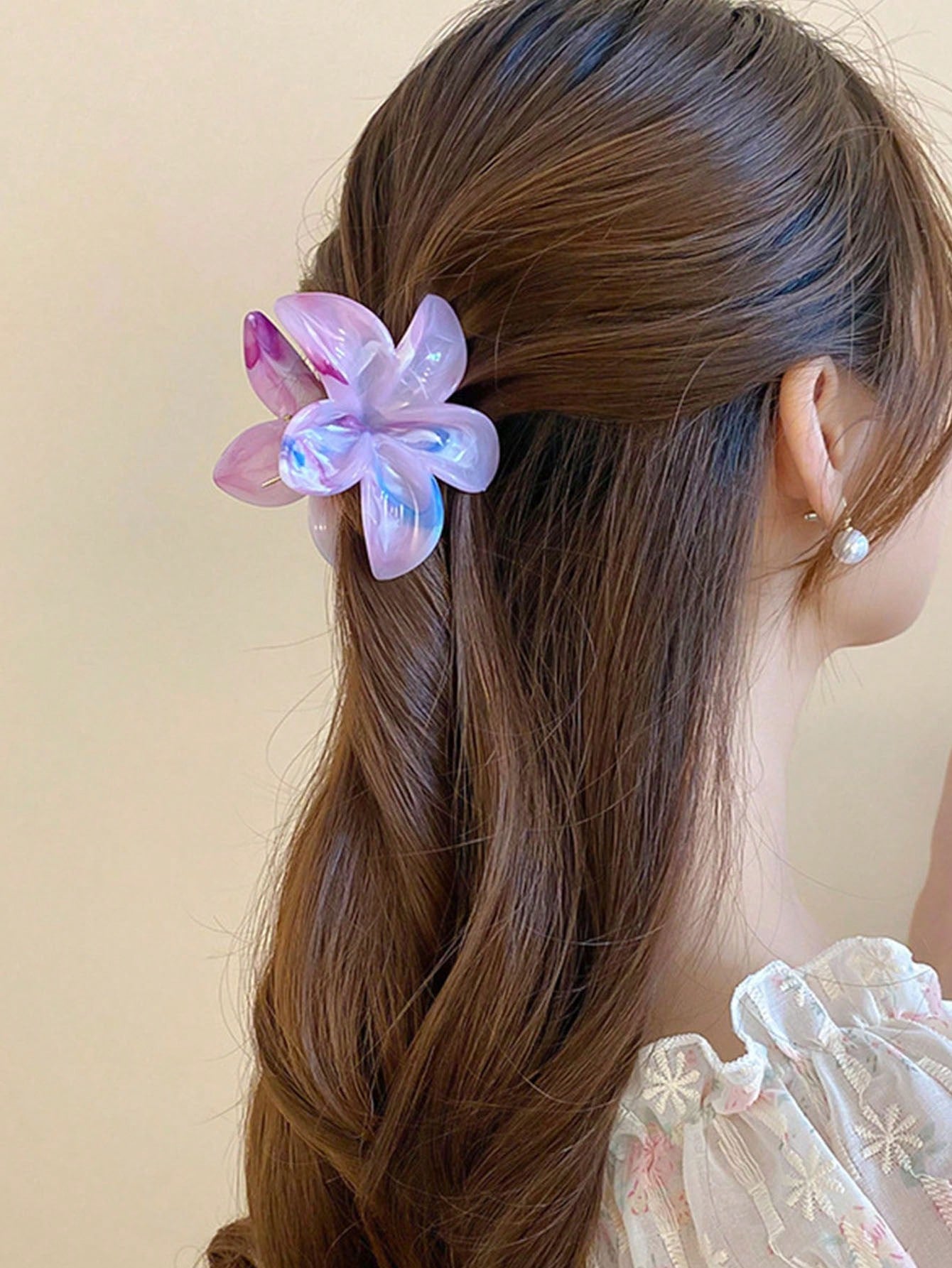 مشبك شعر بزهرة البلوميريا الوردية، إكسسوارات شعر نسائية قابلة للتزيين