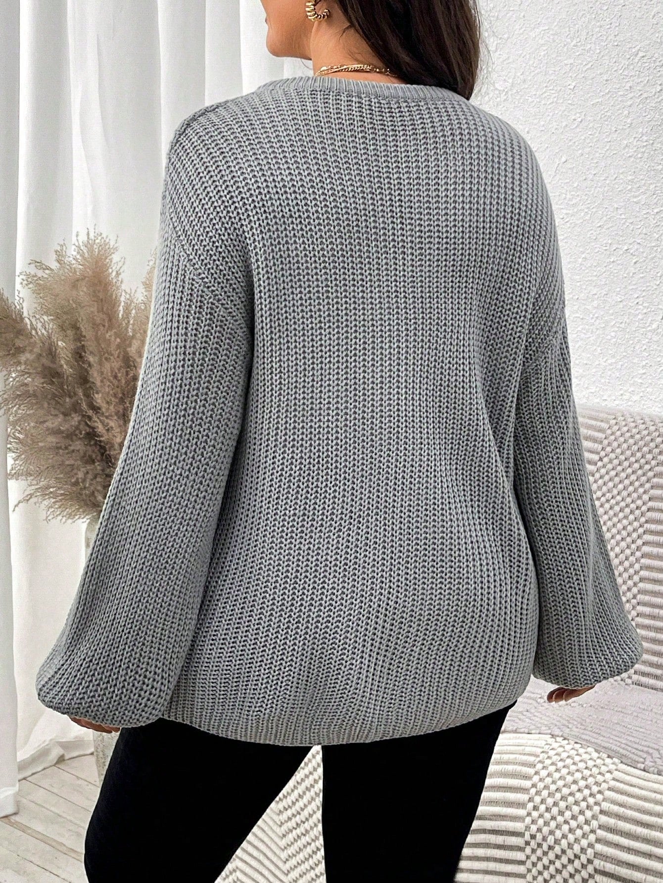 كارديجان فضفاض كاجوال بأكمام طويلة وياقة متساقطة وربطة أمامية للنساء ذوات المقاسات الكبيرة في الخريف والشتاء