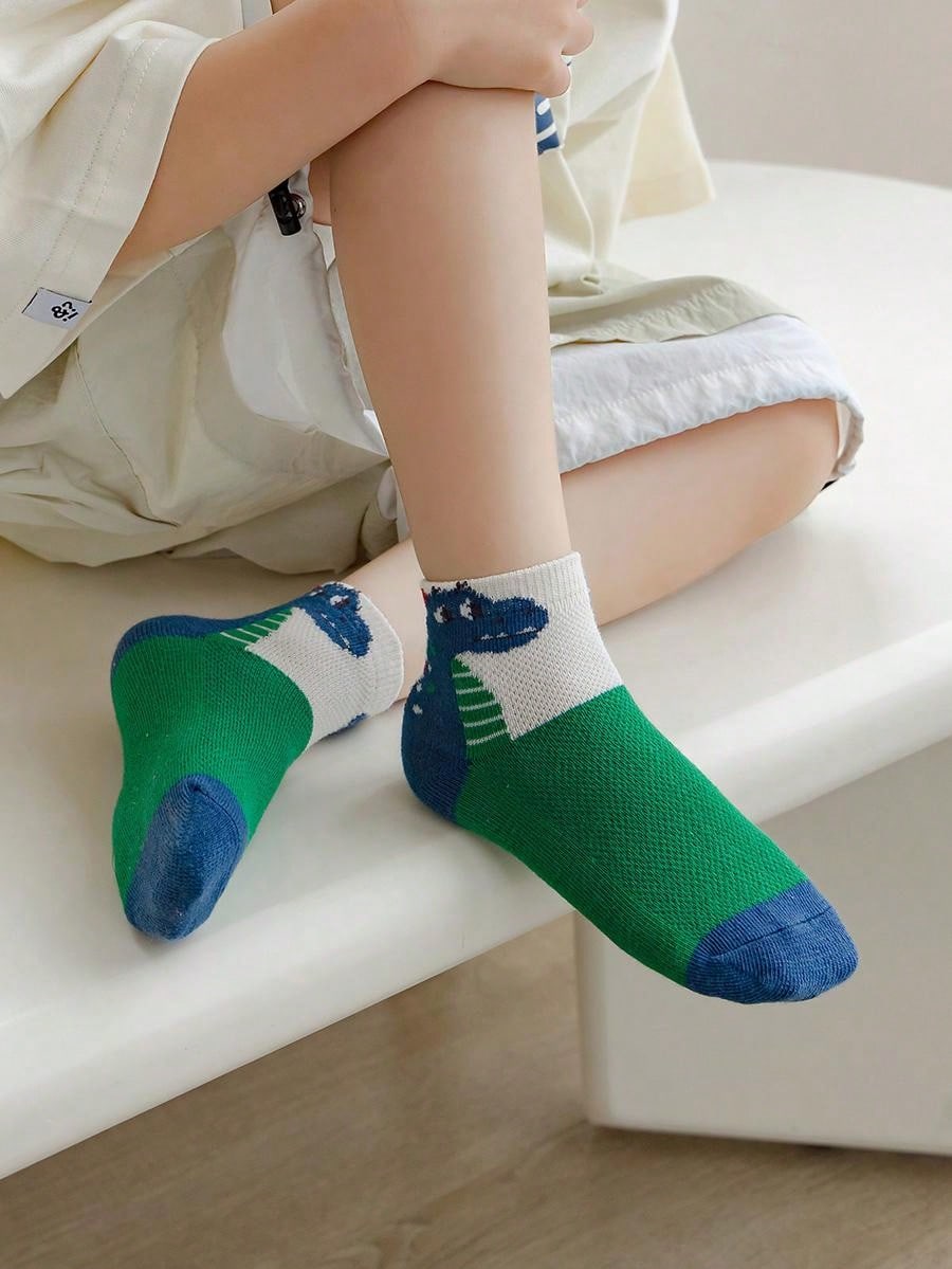 زوج واحد من الجوارب المخططة على شكل ديناصور وأسد