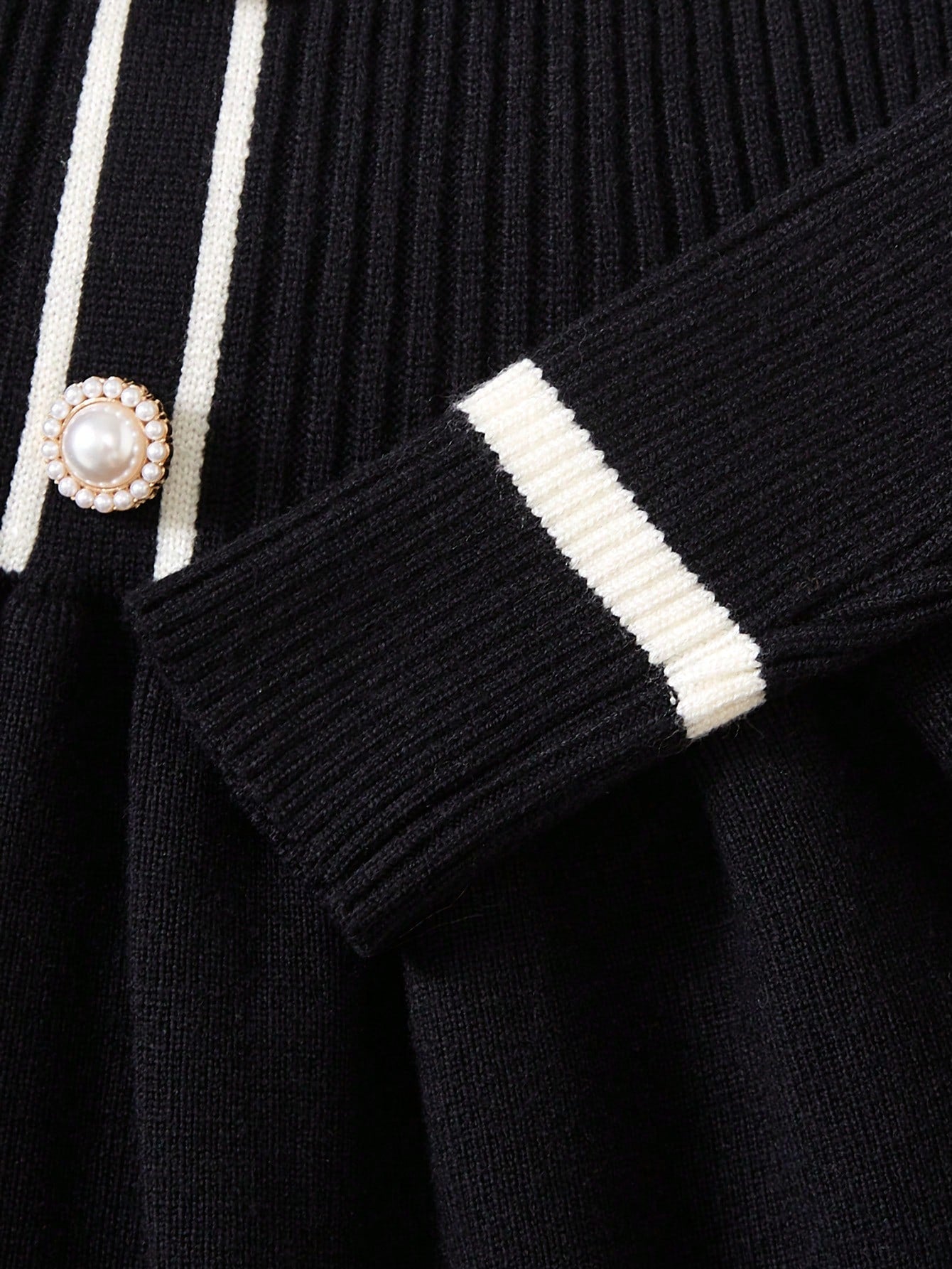 فستان كنزة صوفية مافوكة طويلة الأكمام مزين باللؤلؤ أنيقة للبنات الصغيرات، مناسب للكاجوال، الخارج، السفر، العطلة، المنزل، دار الحضانة، وقت اللعب، المدرسة، الحفلات