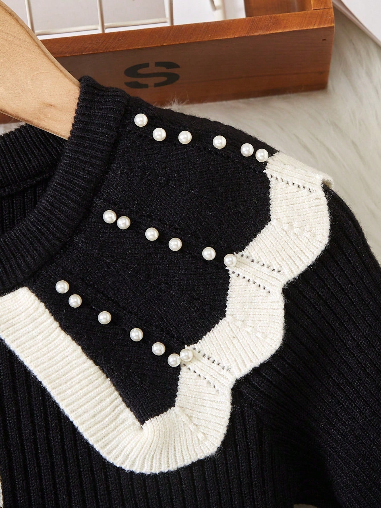 فستان كنزة صوفية مافوكة طويلة الأكمام مزين باللؤلؤ أنيقة للبنات الصغيرات، مناسب للكاجوال، الخارج، السفر، العطلة، المنزل، دار الحضانة، وقت اللعب، المدرسة، الحفلات