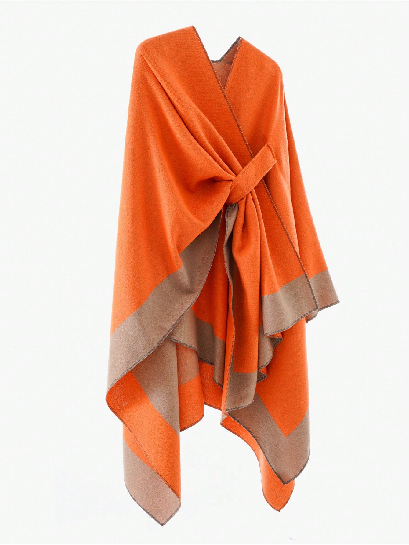 قطعة واحدة وشاح نسائي بلون واحد مع شريط ، دافئ وأنيق ، مناسب للخريف/الشتاء