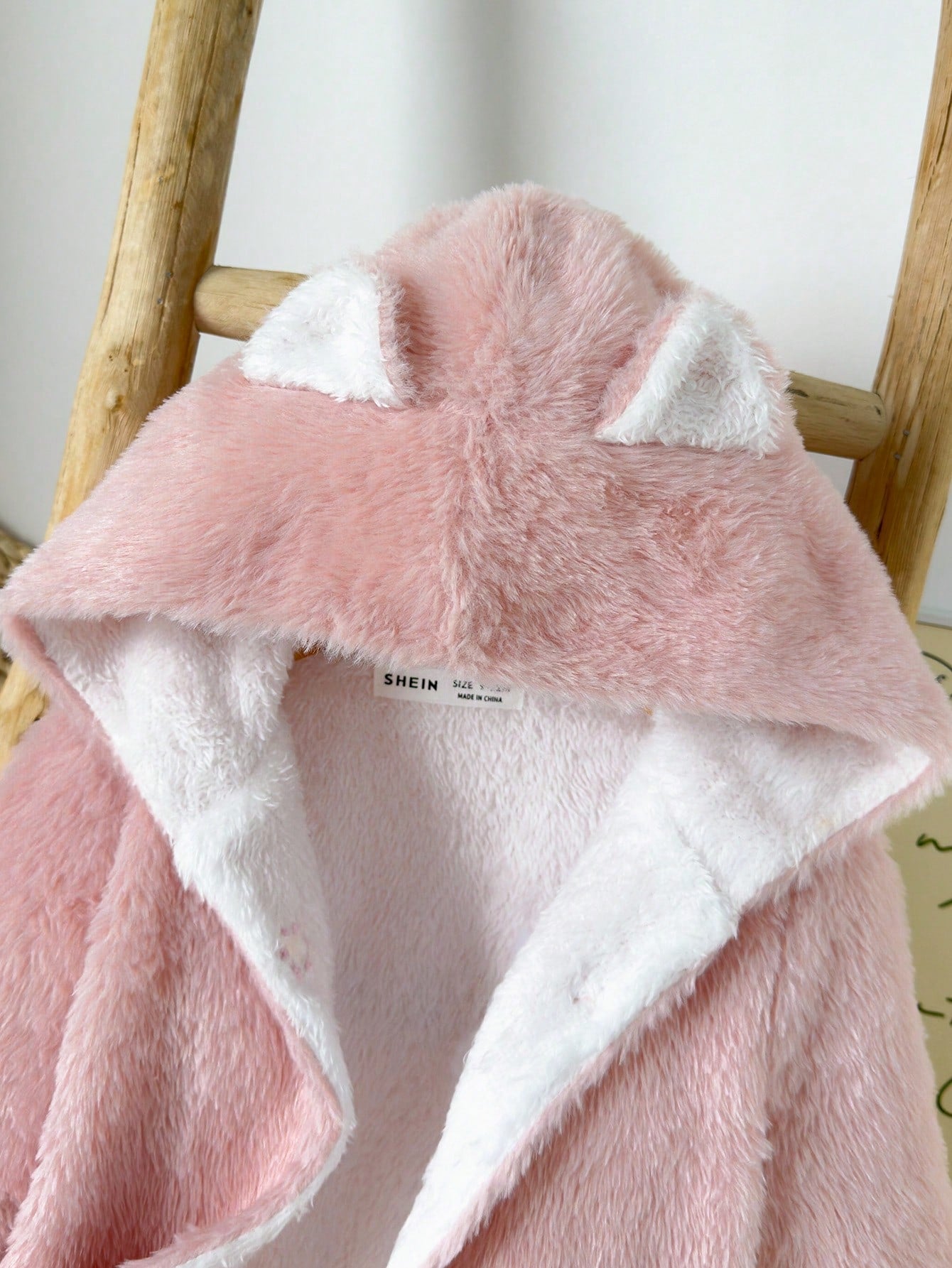 معطف فتاة رضيع مزين بأذن من الفراء، ملابس خارجية دافئة للخريف والشتاء للخارج والمدرسة وأكثر