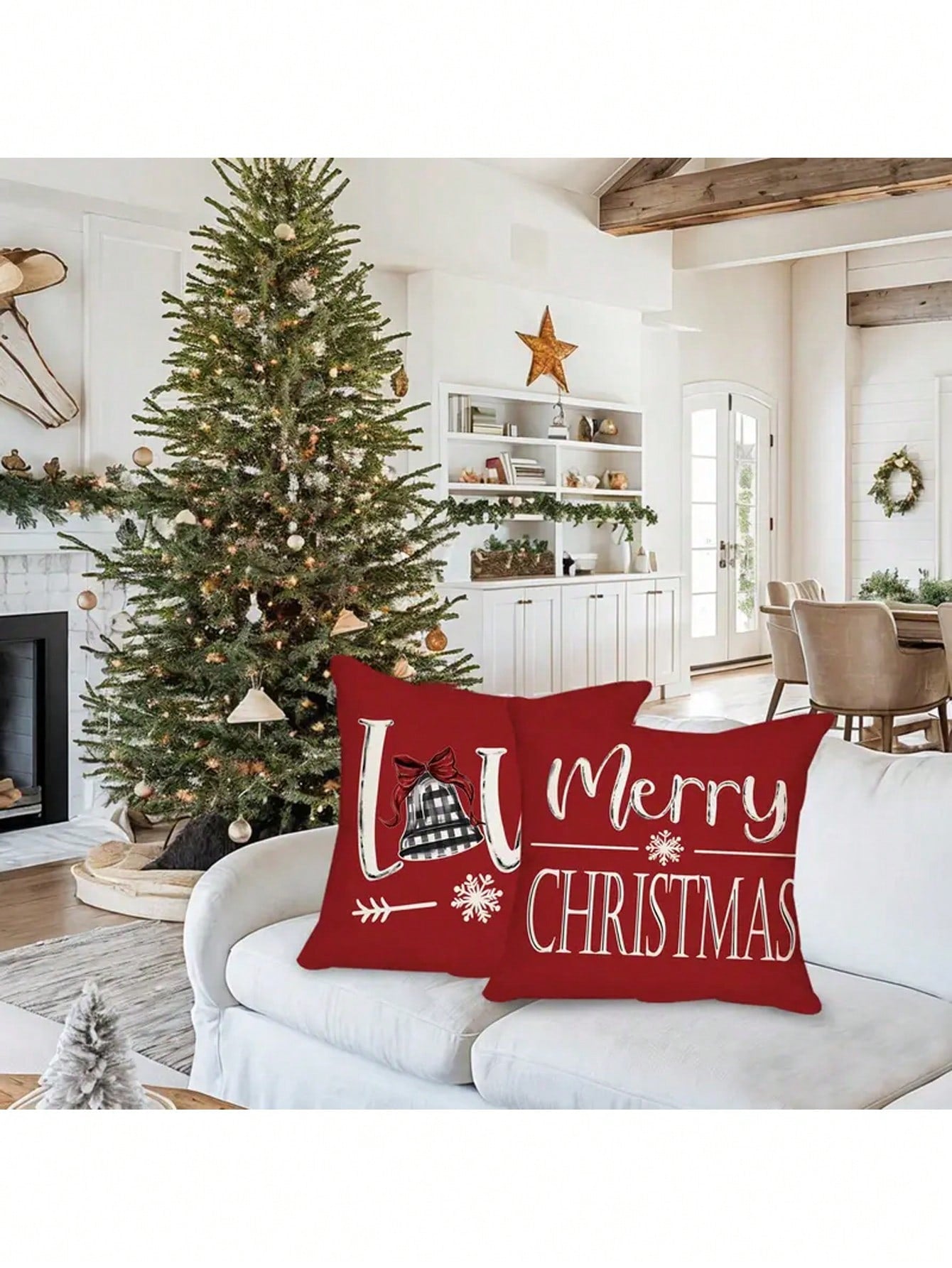 طقم احتفالي من 4 قطع بغطاء وسادة عيد الميلاد