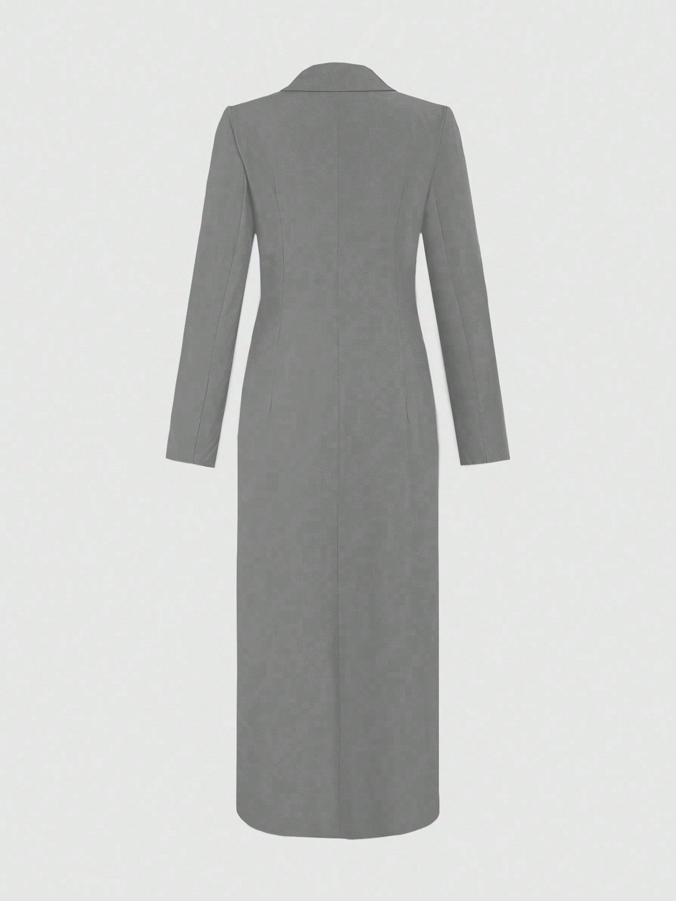 جاكيت نسائية كاجوال طويلة الأكمام بياقة وأزرار أمامية