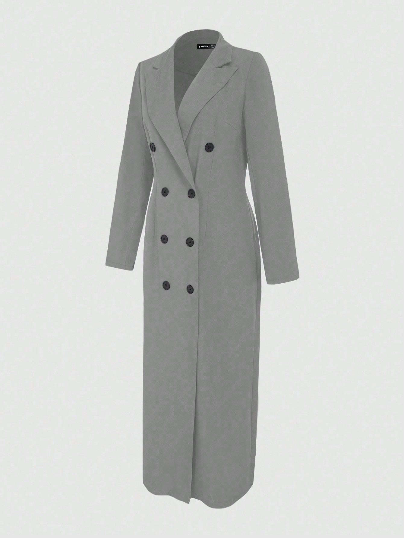 جاكيت نسائية كاجوال طويلة الأكمام بياقة وأزرار أمامية