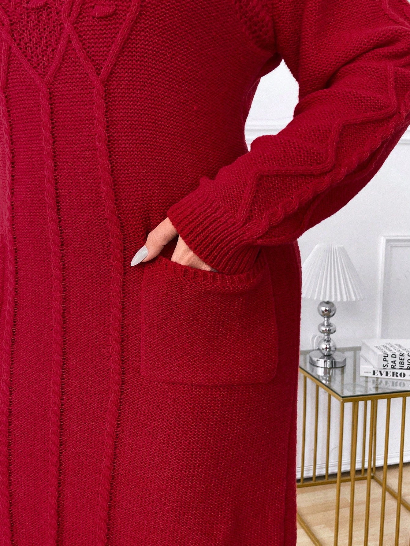 فستان سويتر سلس بفتحة جانبية للحجم الكبير