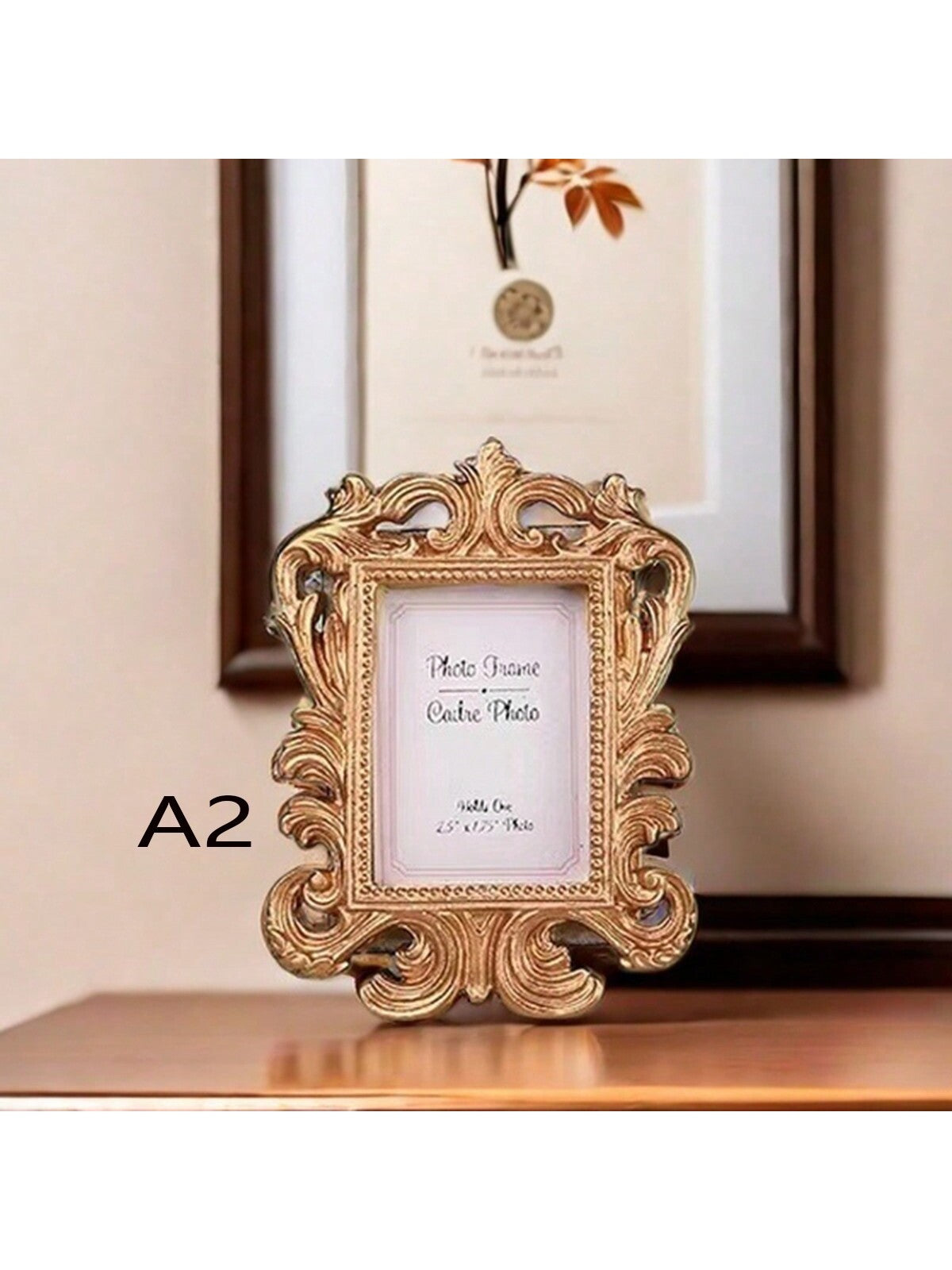 قطعة إطار صور مستطيل منقوش بنقوش زهرية عتيق أوروبي