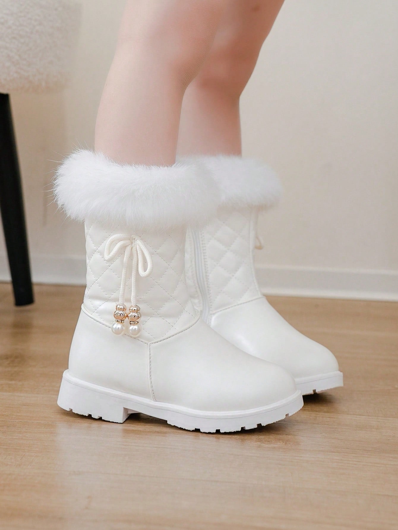 بوت الكاحل للثلج على الطراز الكوري للأطفال, مبطنة حرارياً للخريف والشتاء