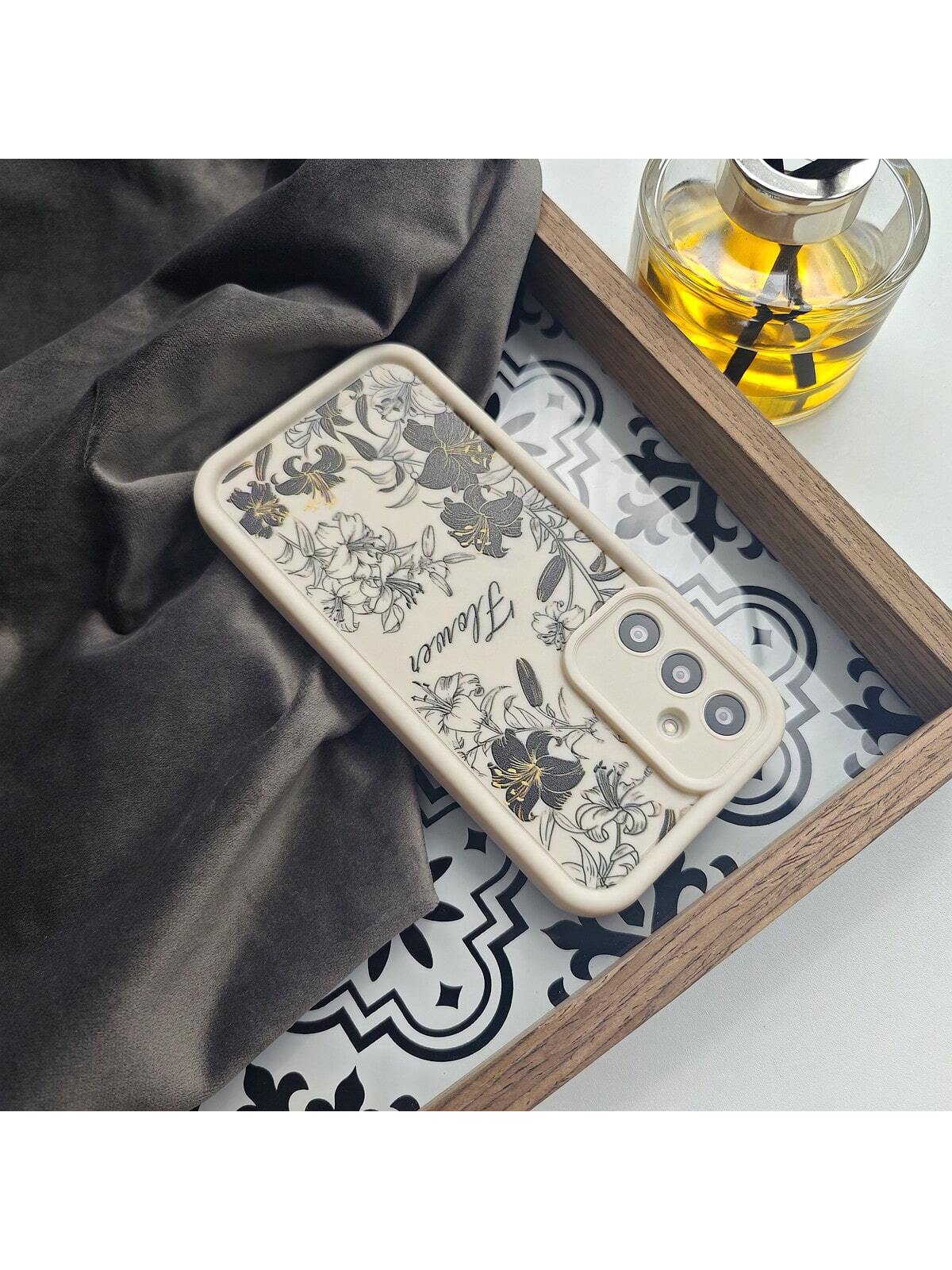 غطاء واقٍ للهاتف ممتلئ ومضاد للصدمات، ذو تصميم متدرج مع طباعة الزهور والنباتات