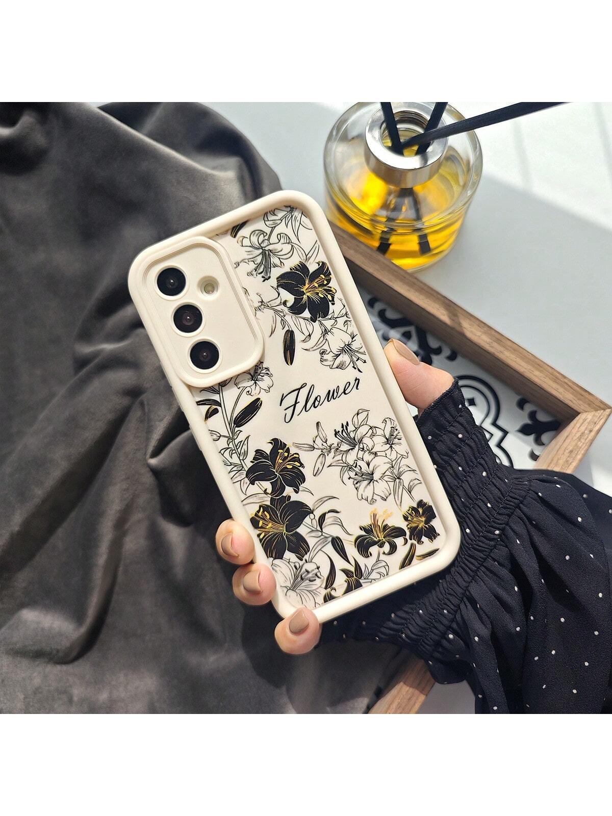 غطاء واقٍ للهاتف ممتلئ ومضاد للصدمات، ذو تصميم متدرج مع طباعة الزهور والنباتات