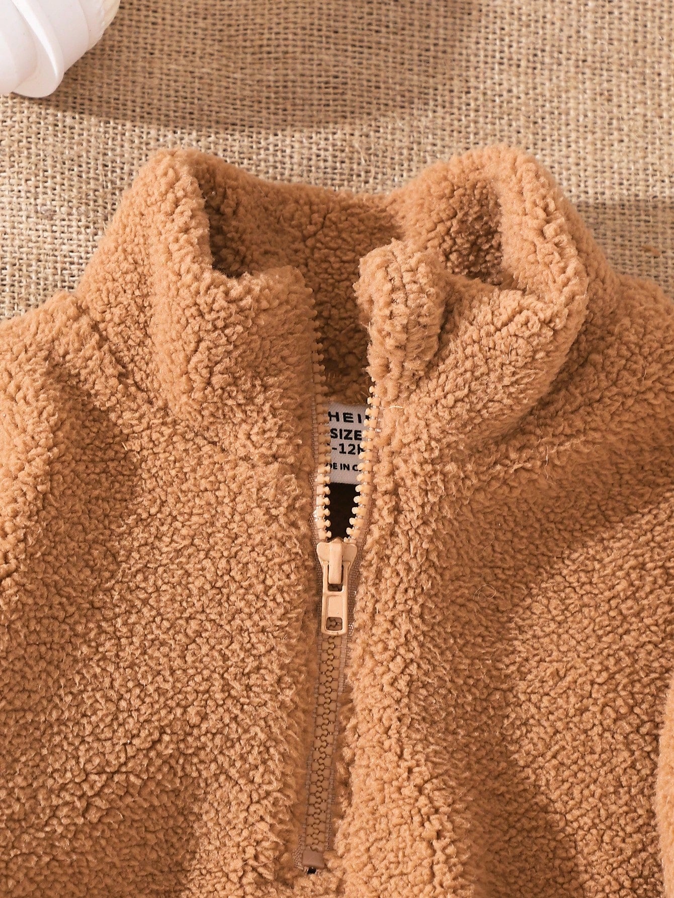 بلوزة هودي بأكمام طويلة مبطنة بالبر للرجال/أولاد الرضع خاكي عادي