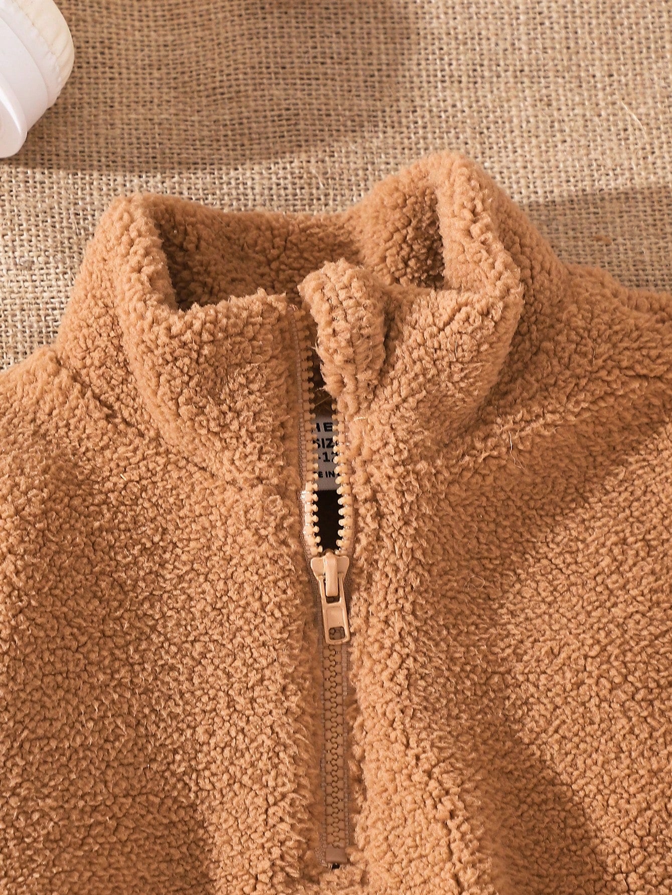 بلوزة هودي بأكمام طويلة مبطنة بالبر للرجال/أولاد الرضع خاكي عادي