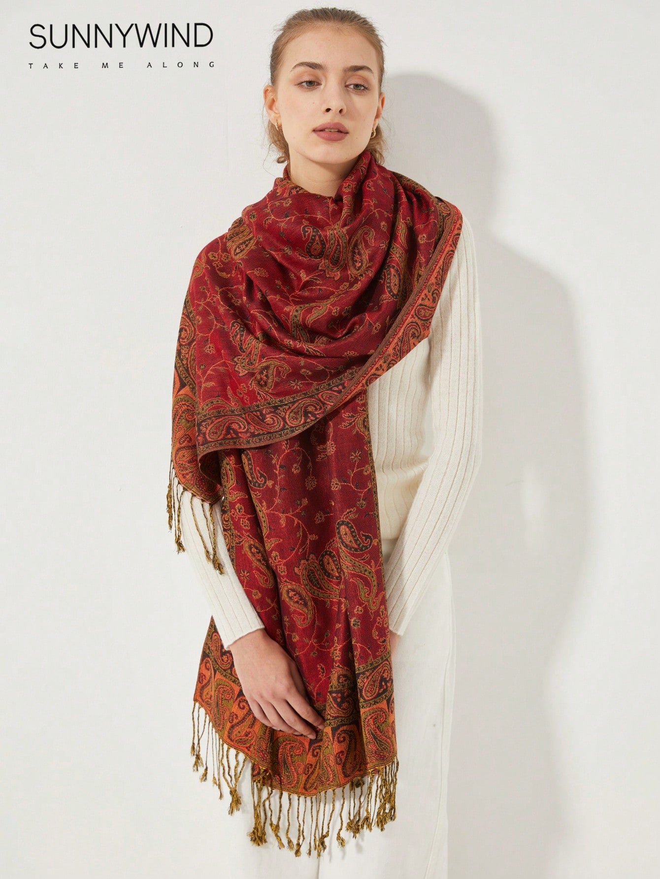 قطعة واحدة من الوشاح الجاكار بطبعة الباييز للشتاء والخريف