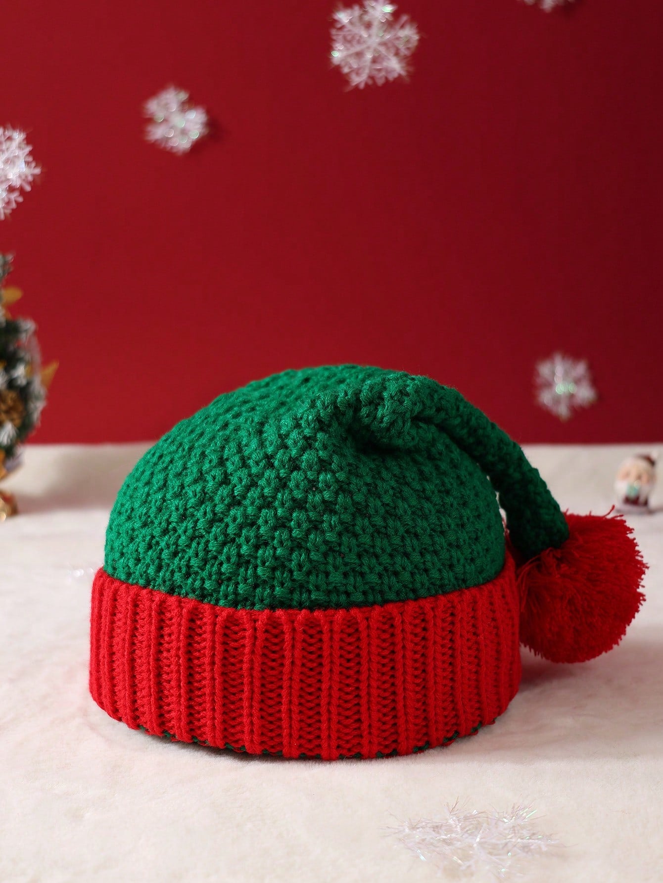 قبعة عيد الميلاد المصنوعة بالتريكو للأطفال 1 قطعة