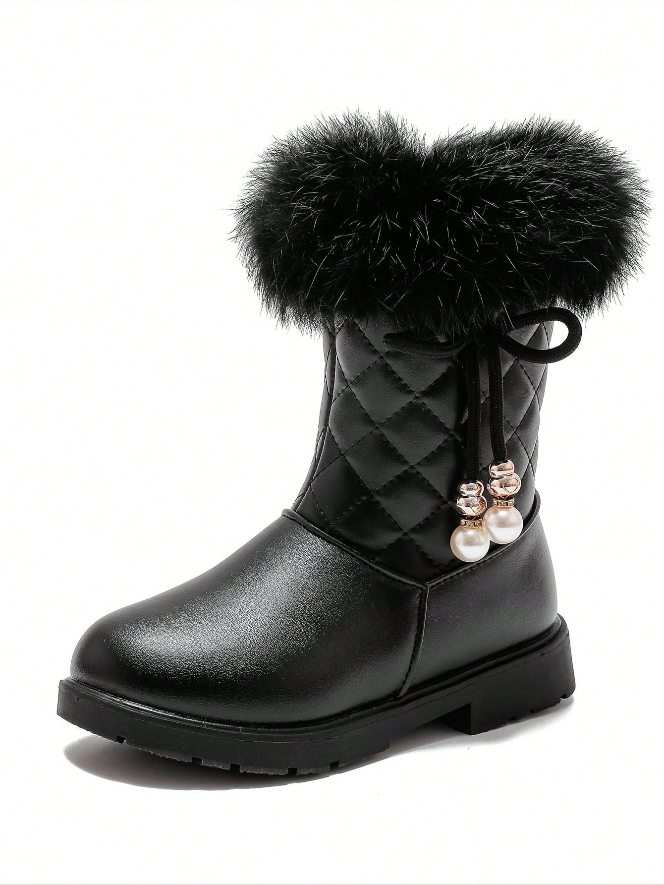 بوت شتوية للبنات، بوت جديدة بشريط وحذاء عالي الساق،بوت بنات برنسيسة متوسطة وكبيرة الحجم للثلج، بوت مبطنة دافئة مقاومة للبرد للبنات الصغيرات