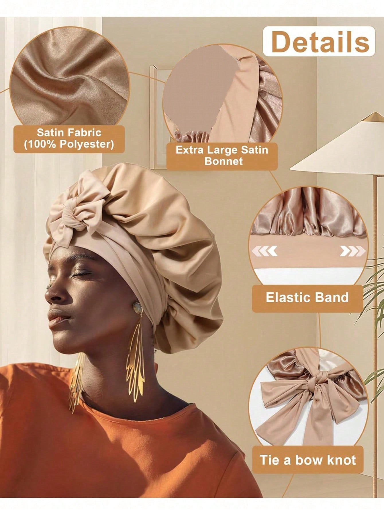 تاج البونيه الملكي من الحرير للنوم والحفاظ على الشعر، بونيه الساتان الأسود للرجال والنساء، بونيه للشعر الكيرلي والشعر الطبيعي، بونيه قابل للتعديل غطاء شعر