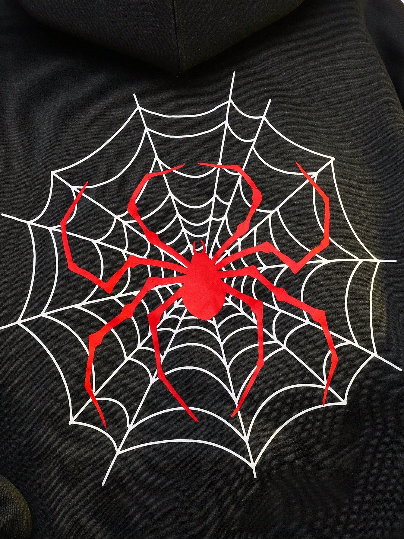 قميص ثقيل هودي بلون رمادي للمرأة المراهقة ذو نمط شبكة عنكبوتية لهالوين للخروجات اليومية في فصلي الخريف والشتاء