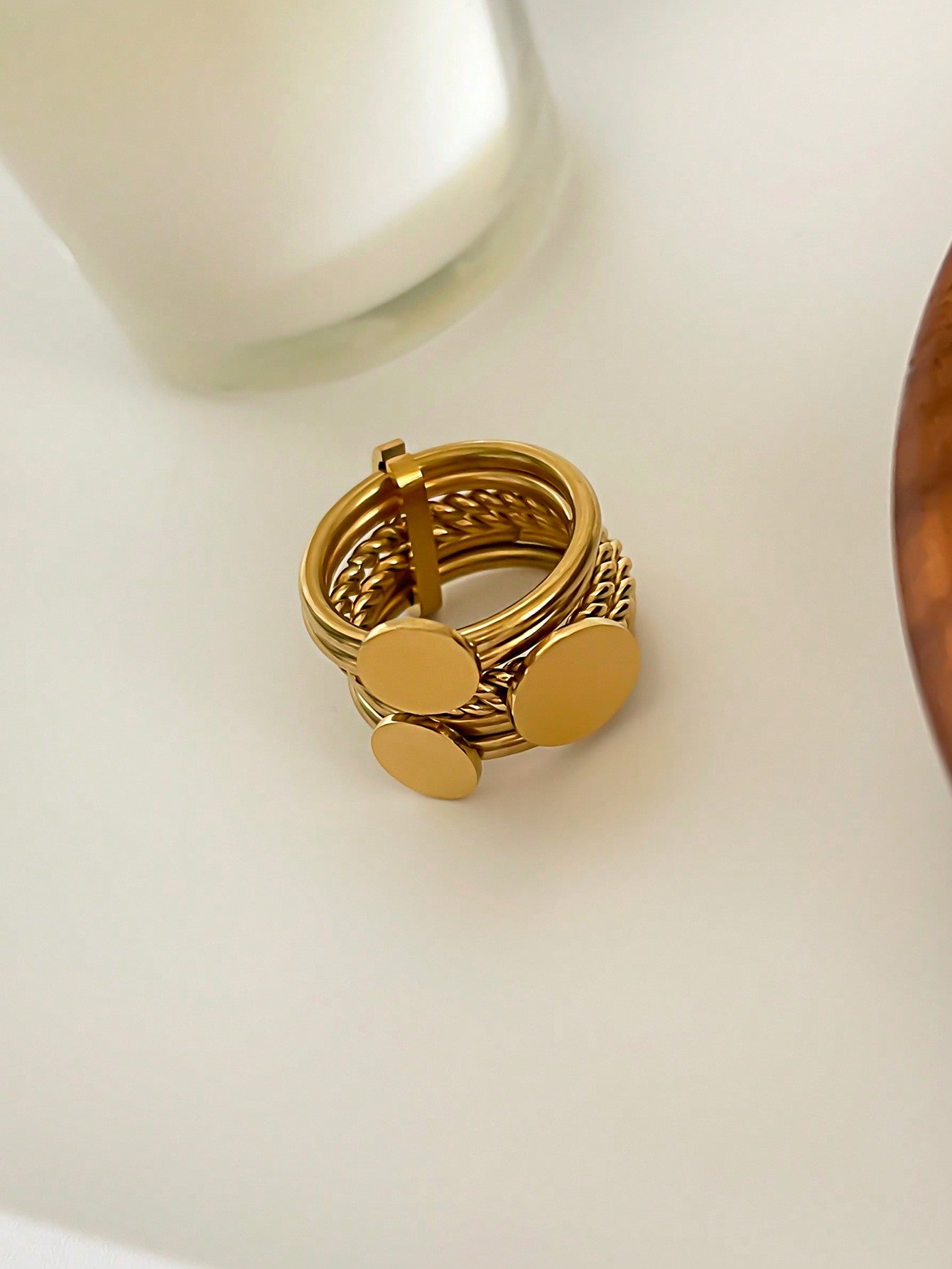 خاتم دائري غير قابل للصدأ لامع , ضد للماء