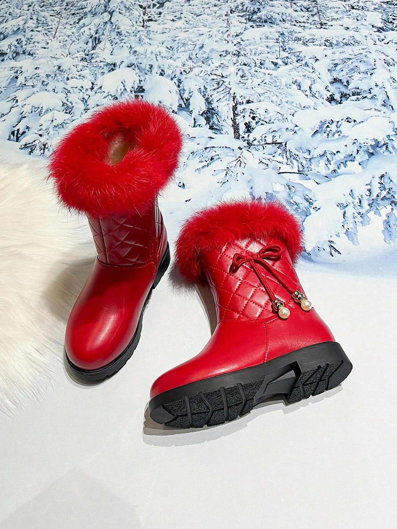 بوت الثلج الشتوية للبنات، جديدة قمة عالية بتصميم انتقائي بمظهر الفتيات الصغيرات