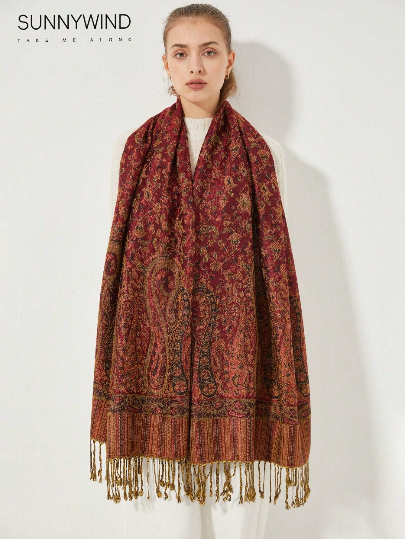 قطعة واحدة من الوشاح الجاكار بطبعة الباييز للشتاء والخريف