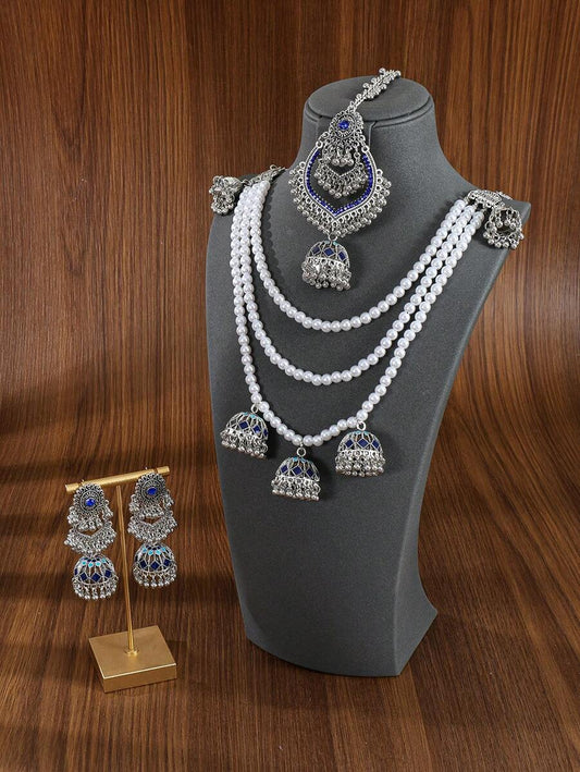 قلادة متعددة الطبقات من اللؤلؤ الفاخرة قطعة واحدة