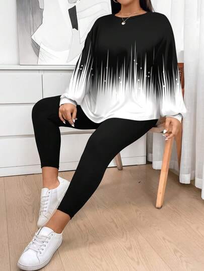 بدلة راحة بسيطة مطبوعة بالكامل