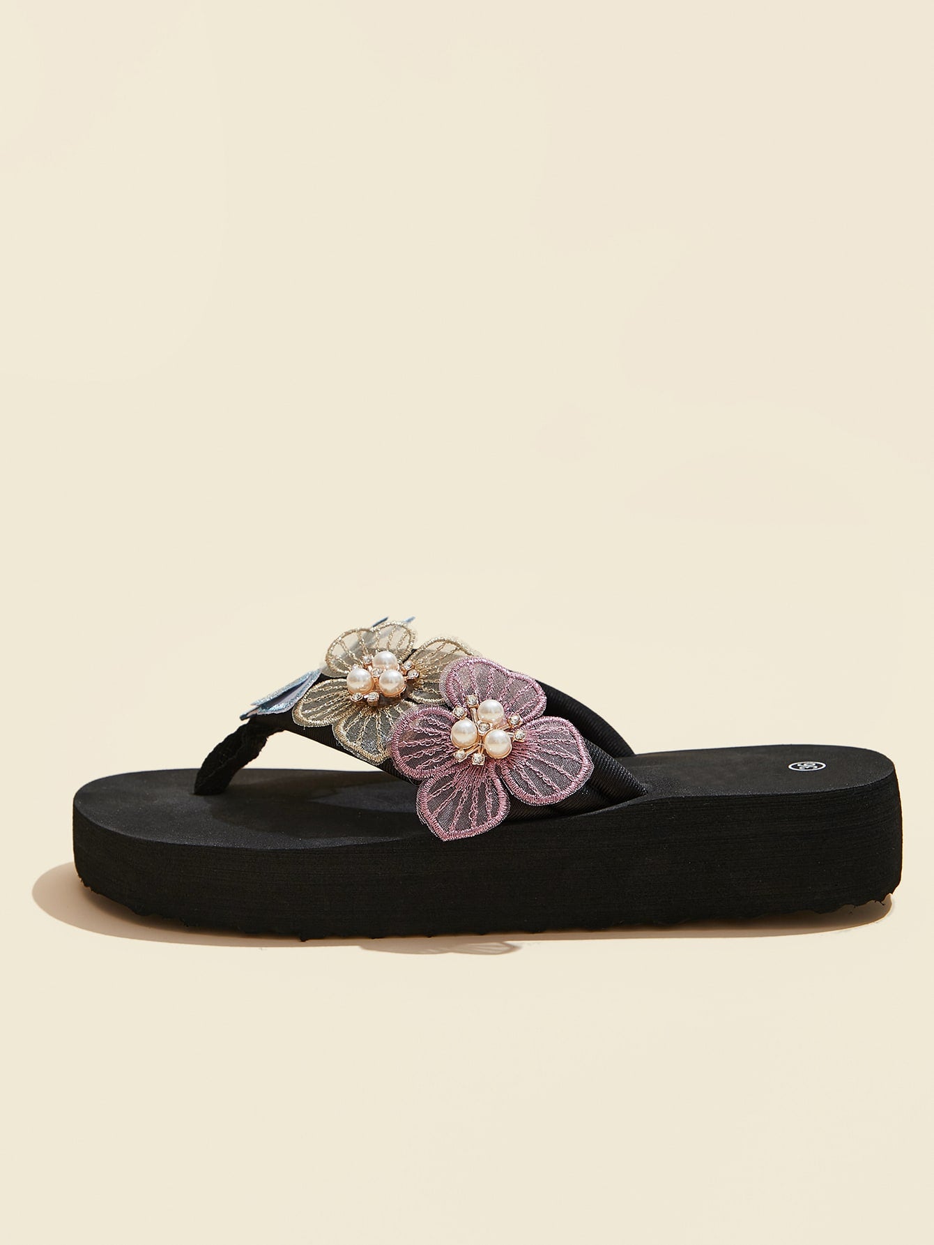 نساء صناعي لؤلؤ & زخرفة فراشة شباشب , شباشب باصبع القدم الى عطلة