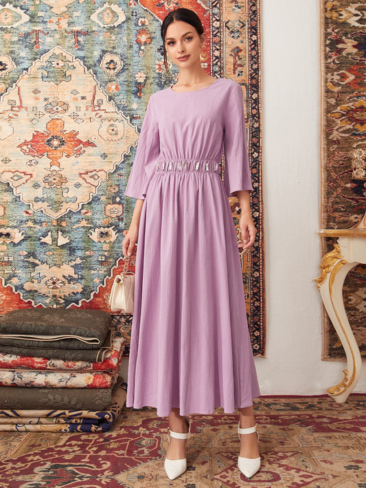 فستان بتفاصيل حجر الراين بخصر مطاطي