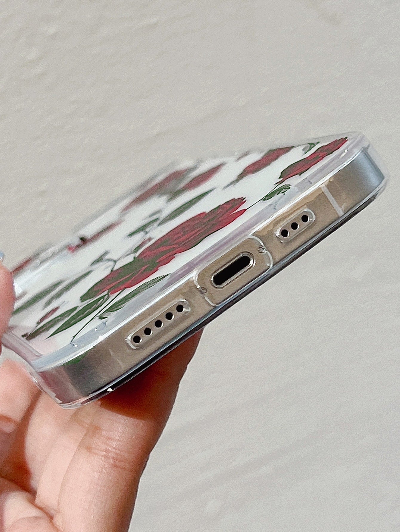 كفر هاتف شفاف نمط الورد