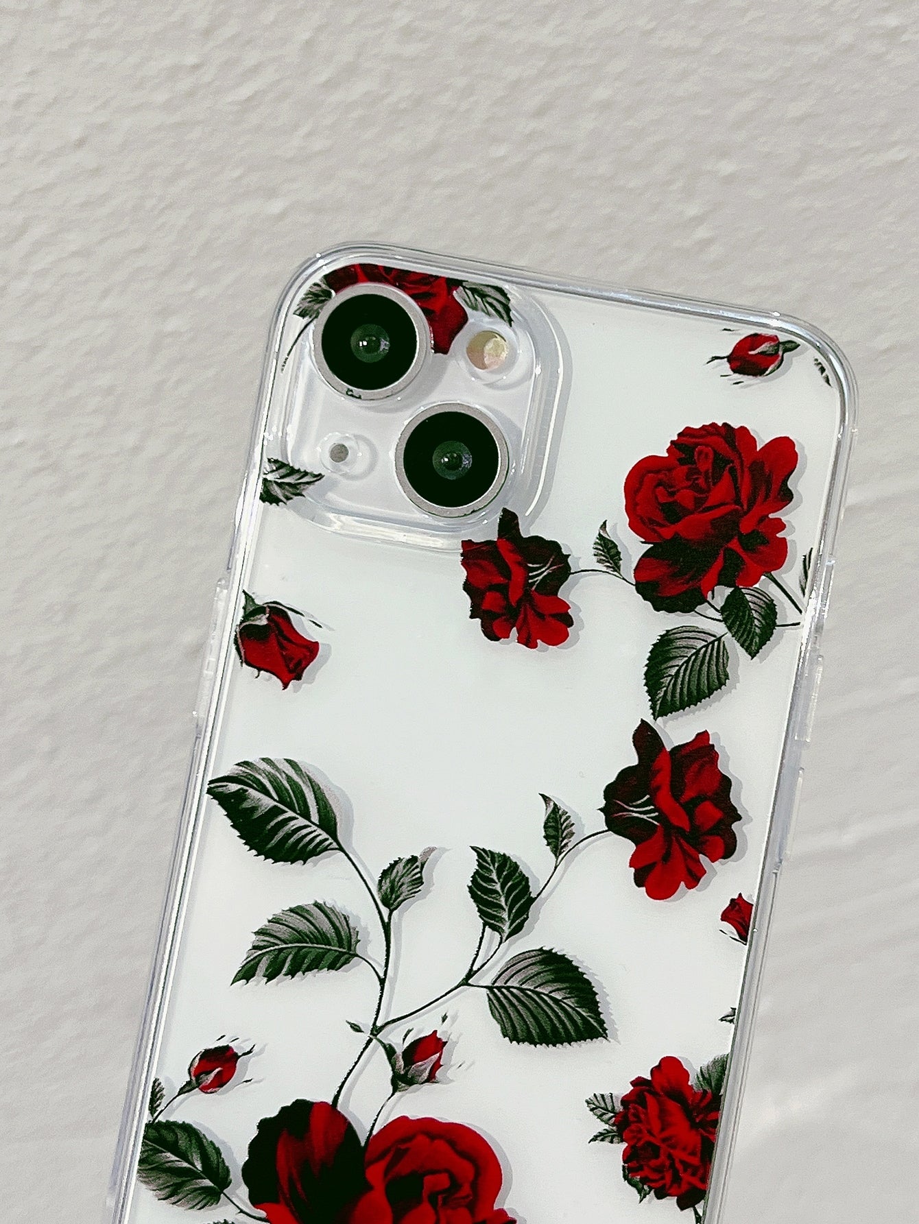 كفر هاتف شفاف نمط الورد